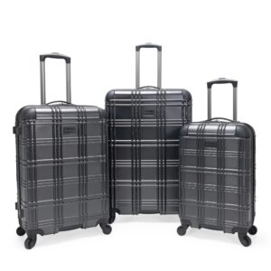 ben sherman nottingham lightweight hardside 4-wheel spinner travel luggage, charcoal, 3-piece set (20"/24"/28")