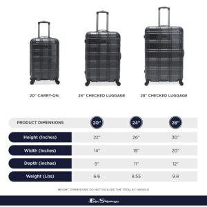 Ben Sherman Nottingham Lightweight Hardside 4-Wheel Spinner Travel Luggage, Charcoal, 3-Piece Set (20"/24"/28")