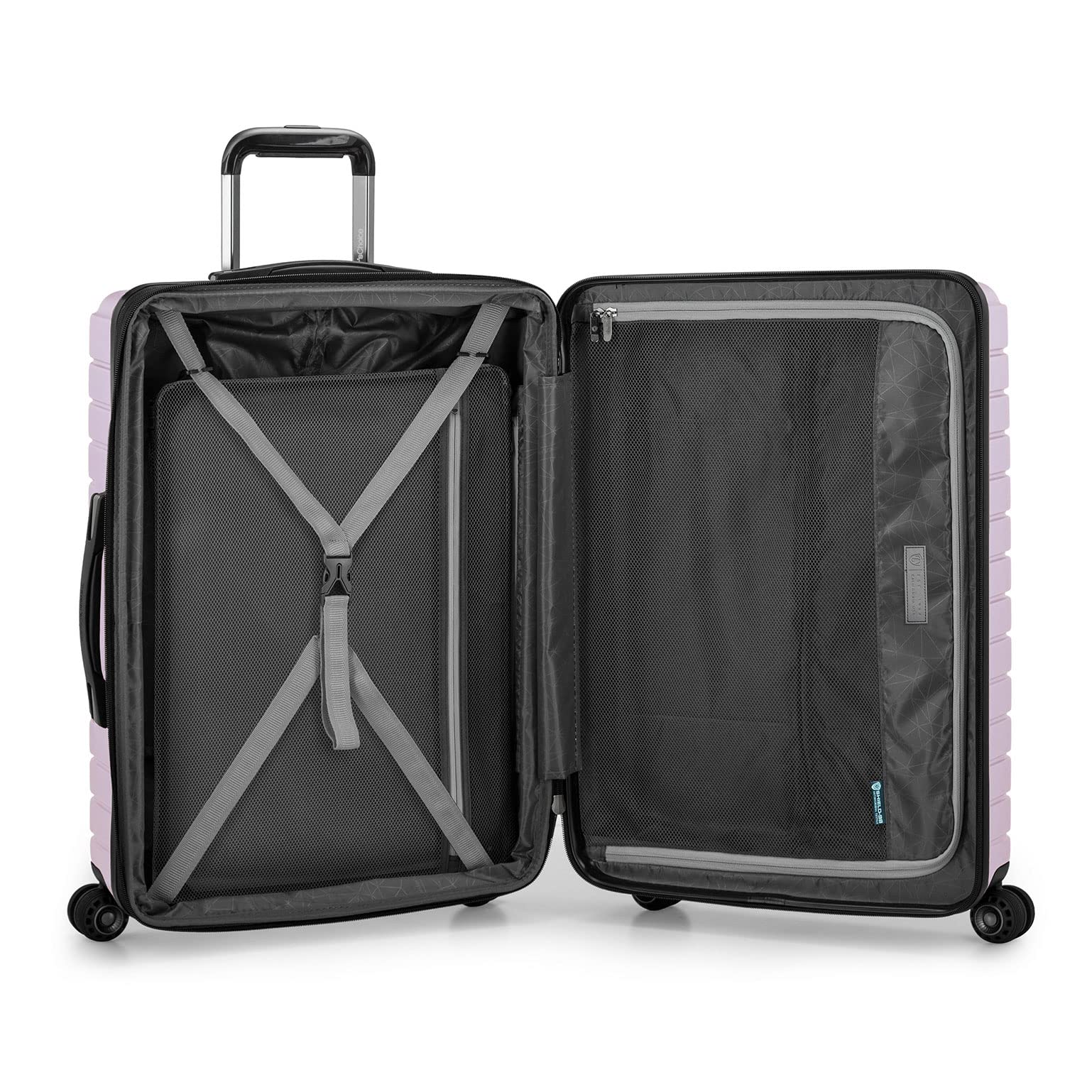 Traveler's Choice Archer Polycarbonate Hardside Spinner Luggage Set, Tie Down Straps,Purple, 3-Piece