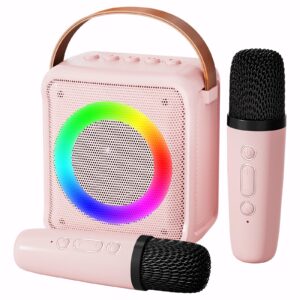 ankuka toys karaoke microphone machine for girls, 4-12 years old girls birthday gifts, portable speaker with 2 microphones for kids age 3, 4, 5, 6, 7, 8, 9, 10+year old(pinkcolor)