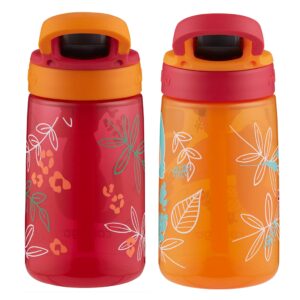 Contigo Aubrey Kids Cleanable Water Bottle with Silicone Straw and Spill-Proof Lid, Dishwasher Safe, 14oz 2-Pack, Cheetah & Toucans