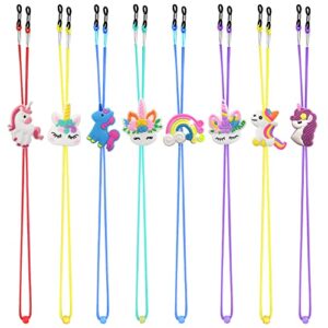 skycooool kids glasses strap (8pcs) unicorn rainbow adjuster stretchy eyeglass strap for boys girls