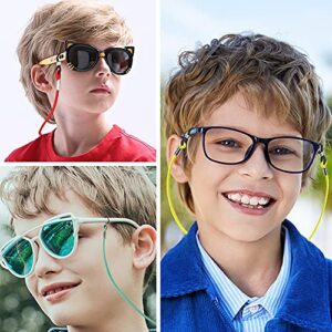 SKYCOOOOL Kids Glasses Strap (8PCS) Unicorn Rainbow Adjuster Stretchy Eyeglass Strap for Boys Girls