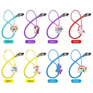 SKYCOOOOL Kids Glasses Strap (8PCS) Unicorn Rainbow Adjuster Stretchy Eyeglass Strap for Boys Girls