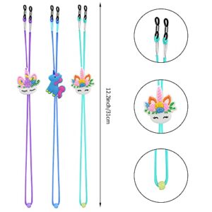 SKYCOOOOL Kids Glasses Strap (8PCS) Unicorn Rainbow Adjuster Stretchy Eyeglass Strap for Boys Girls