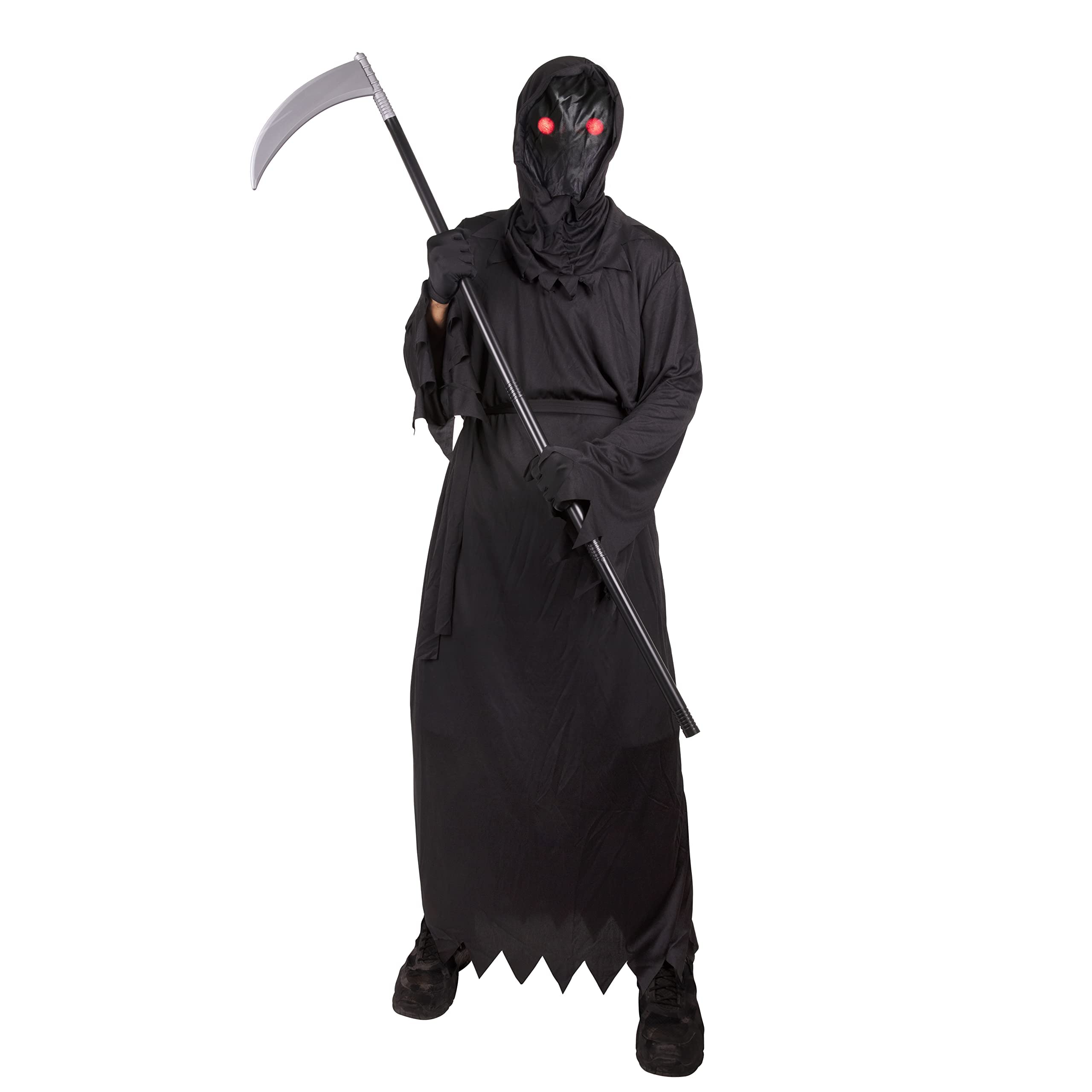 Kangaroo Black Grim Reaper Costume for Kids – Phantom Costume with Glowing Red Eyes - Cosplay Night Reaper Robe - Kids Halloween Costume, Cosplay, Role Play, Themed Parties for Boys and Girls