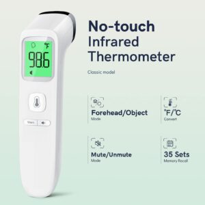 No-Touch Thermometer for Adults and Kids, Fast Accurate Digital Thermometer with Fever Alarm & Silent Mode, FSA HSA Eligible, Easy-to-use, Forehead Thermometer for Babies, Kids & Elderly