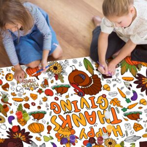 OHOME Thanksgiving Giant Coloring Poster/Tablecloth-Thanksgiving Crafts for Kids-30 x 72 Inches Jumbo Paper Coloring Banner Thanksgiving Games Activities for Kids Gifts - Thanksgiving Decorations