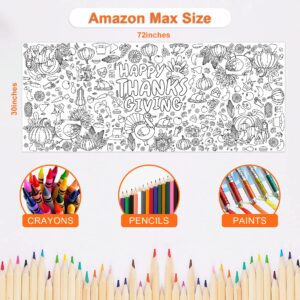 OHOME Thanksgiving Giant Coloring Poster/Tablecloth-Thanksgiving Crafts for Kids-30 x 72 Inches Jumbo Paper Coloring Banner Thanksgiving Games Activities for Kids Gifts - Thanksgiving Decorations