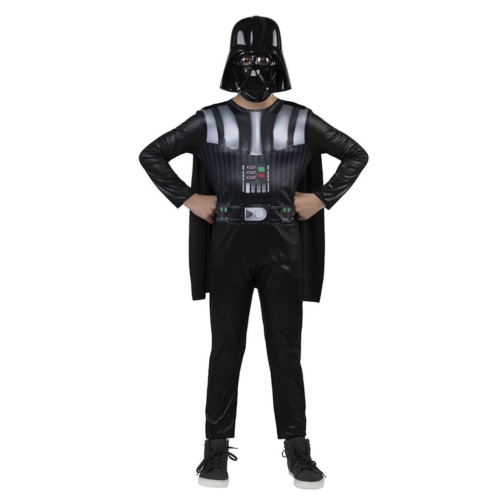 STAR WARS Darth Vader Official Youth Costume - Printed Jumpsuit with Cape and Plastic Mask