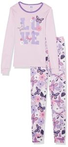 the children's place girls' long sleeve top and pants snug fit 100% cotton 2 piece pajama set, butterfly floral-big kid