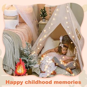 Tiny Land Kids-Teepee-Tent with Lights & Campfire Toy & Carry Case, Natural Cotton Canvas Toddler Tent - Washable Foldable Teepee Tent for Kids Indoor Tent, Outdoor Play Tent for Girls & Boys