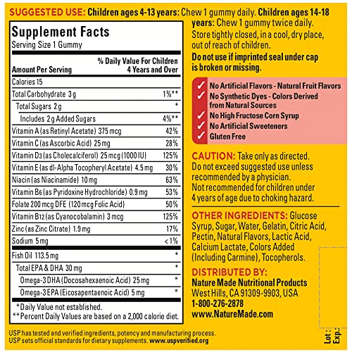 Nature Made Kids First Multivitamin with Omega-3, Kids Vitamins and Minerals for Nutritional Support, 70 Kids Multivitamin Gummies