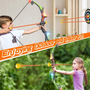 Bigdream Kids Bow and Arrow Toy Set, LED Light Up Archery Toys with 10 Suction Cups Arrows, Outdoor Indoor Shooting Games Toys for 6 7 8 9 10 11 12 Year Old Boys Grils Birthday Gifts