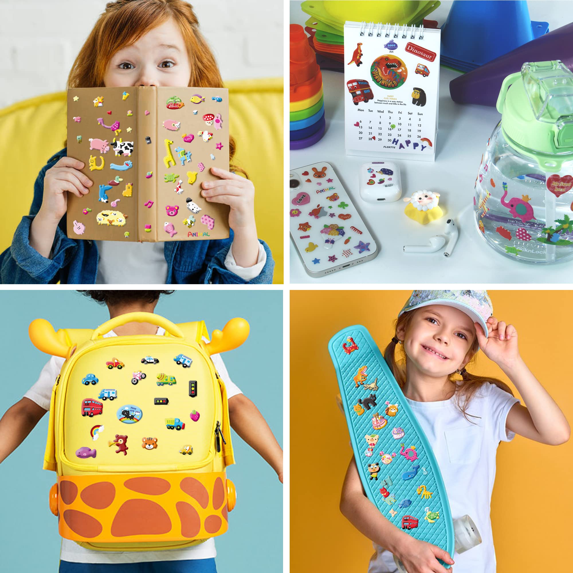 Stickers for Kids, 3D Puffy Stickers, 64 Different Sheets, 3200+ Cute Stickers, Including Animals, Cars, Airplane, Food, Letters, Flowers, Pets, Cakes and Tons More