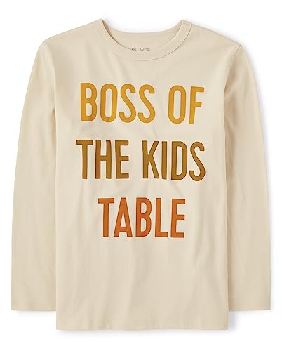 The Childrens Place Boys' All Holidays Long Sleeve Graphic T-Shirts, Thanksgiving Boss, Medium