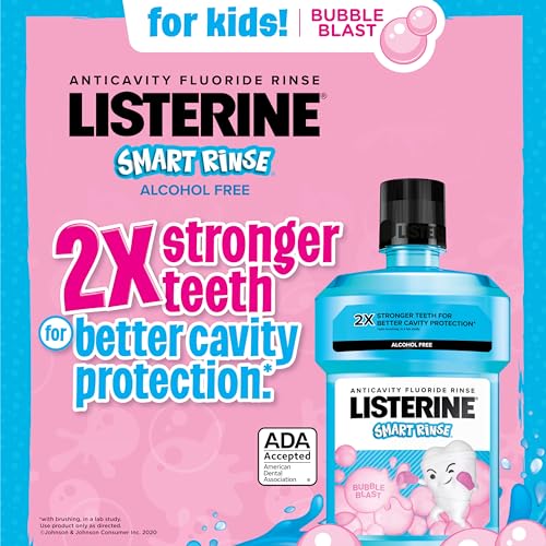 Listerine Smart Rinse Kids Fluoride Anticavity Mouthwash, Bubble Blast Flavor, 500 ml (Pack of 3)