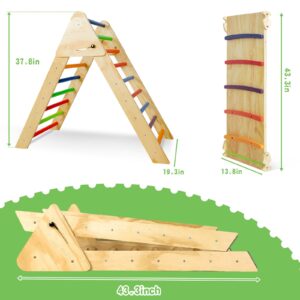 Babion Pikler Triangle Set, 2-in-1 Toddler Climbing Toys Indoor, Indoor Playground Climbing Toys for Toddlers, Indoor Jungle Gym, Montessori Climbing Set with Triangle & Ramp