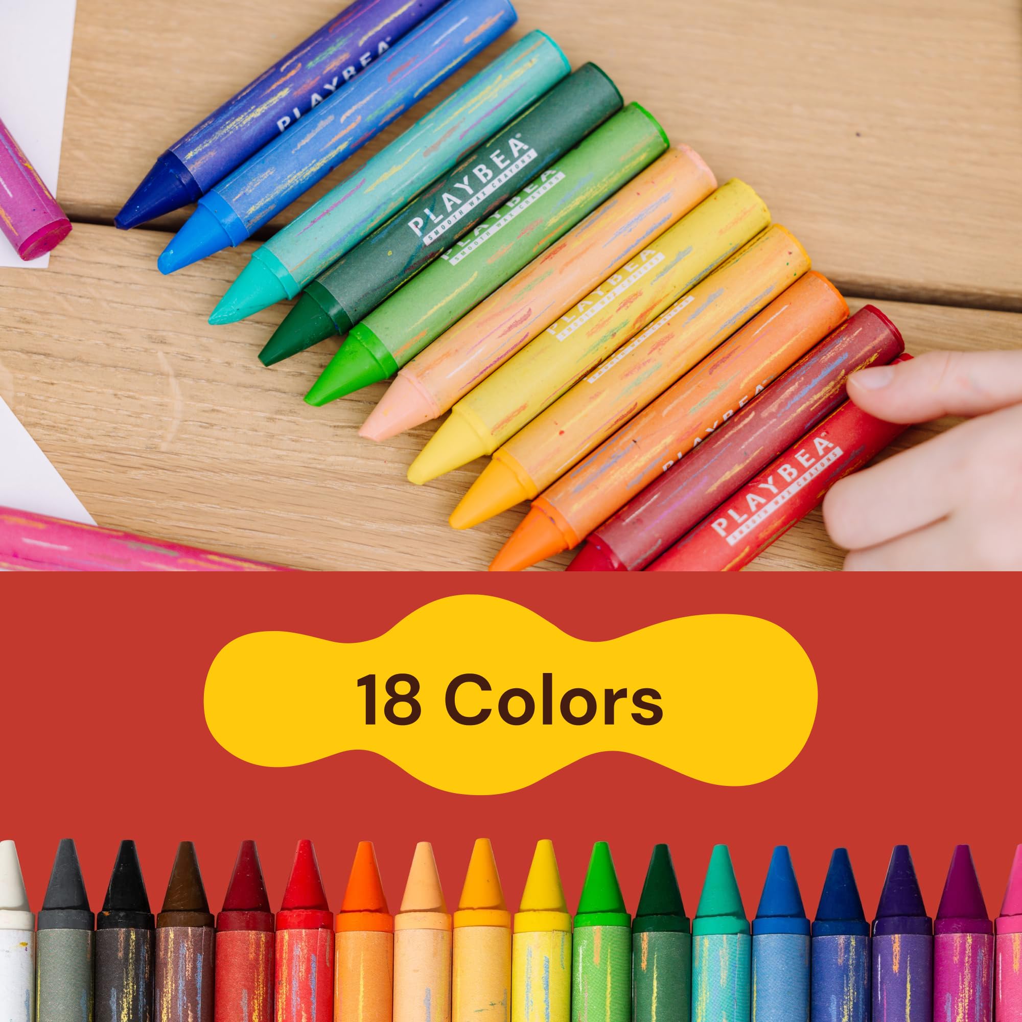 PLAYVIBE 18 Colors Jumbo Crayons for Toddlers 1-3 unbreakable – Non Toxic Washable Crayons for Kids ages 4-8 – Easy to Hold Toddler Crayons – Large Crayons for Toddlers 1-3