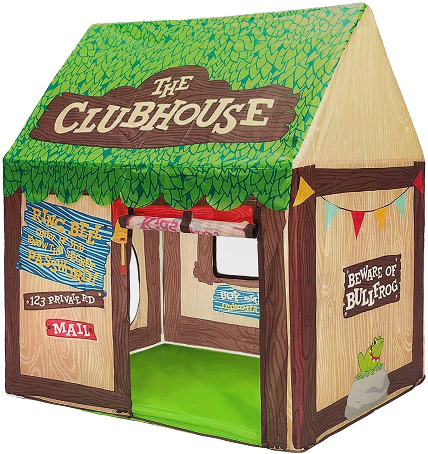 Swehouse Clubhouse Tent Kids Play Tents for Boys School Toys for Indoor and Outdoor Games Children Playhouse with Roll-up Door and Windows