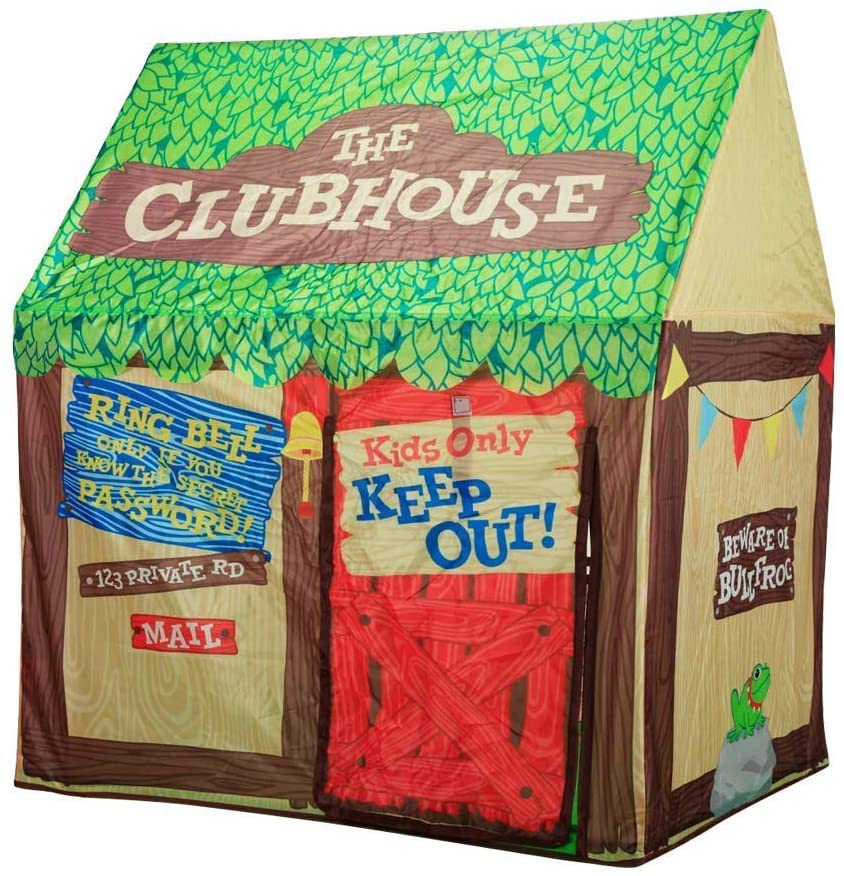 Swehouse Clubhouse Tent Kids Play Tents for Boys School Toys for Indoor and Outdoor Games Children Playhouse with Roll-up Door and Windows