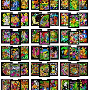 Colossal Pack of 54 Fuzzy Velvet Coloring Posters (All Unique Designs) - Bulk Crafts and Coloring Activity for All Ages - Great for Group Projects, Assisted Living, Classrooms, and Rehab Centers