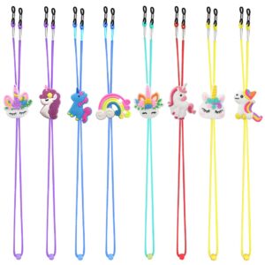 ZXSWEET 8PCS Kids Glasses Strap Unicorn Rainbow Adjuster Stretchy Eyeglass Strap for Girls Boys