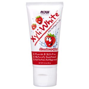 now solutions, xyliwhite™ toothpaste gel for kids, strawberry splash flavor, kid approved! 3-ounce, packaging may vary