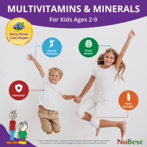 NuBest Tall Kids - Toddlers Vitamins & Kids Vitamins for Age 2 to 9 - Bone Strength & Immunity Support - Helps Kids, Toddlers Healthy - Animal Shapes - 60 Chewable Berry Tablets | 1 Month Supply