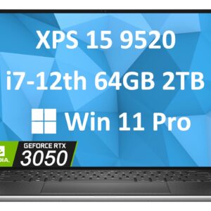 Dell XPS 15 9520 15.6" FHD+ (Intel 12th Gen 14-Core i7-12700H (Beat i9-11980HK), 64GB DDR5 RAM, 2TB PCIe SSD, RTX 3050) Business Laptop, Backlit, Fingerprint, Thunderbolt 4, Webcam, Win 11 Pro