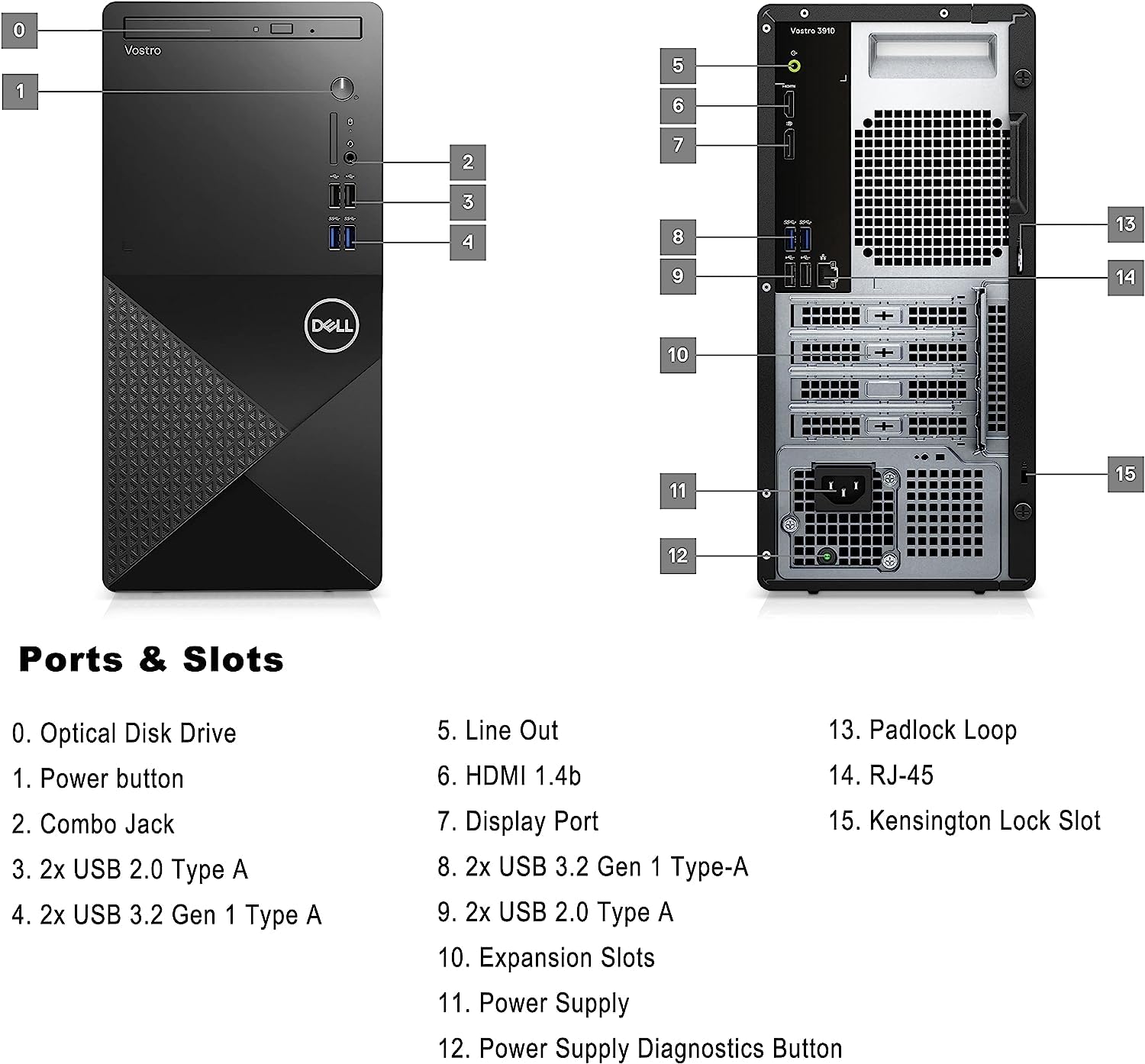 Dell Vostro 3910 Desktop Computer, 12th Gen Intel Core i5-12400 Processor, 32GB DDR4 RAM, 256GB PCIe SSD + 1TB HDD, Intel UHD Graphics 730, WiFi 6, DVD-RW, Display Port, HDMI, Windows 11 Pro