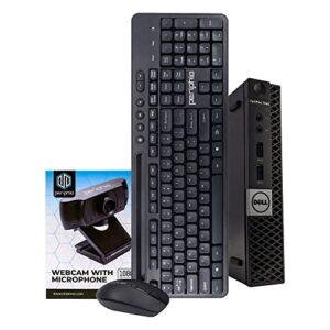 dell optiplex 7040 micro desktop computer pc, intel quad core i5, 16gb ram, 512 gb ssd, windows 10 pro, new periphio webcam, periphio wireless keyboard & mouse (renewed)