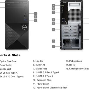 Dell Vostro 3910 Desktop Computer | 12th Gen Intel 4-Core Processor | 16GB DDR4 RAM | 256GB SSD + 1TB HDD | Intel UHD Graphics 730 | WiFi 6 | DVD-RW | Display Port | HDMI | Windows 11 Pro