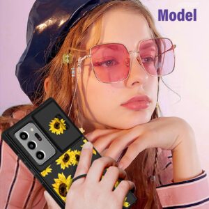 Funermei (2in1 for Samsung Galaxy Note 20 Ultra Case for Women Sunflower Cute Girls Phone Cover Floral Flower Girly Aesthetic Sun Flower Design with Camera Cover+Ring Funda for Note 20 Ultra Case 5G