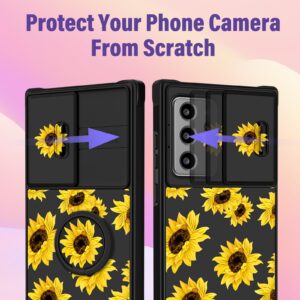 Funermei (2in1 for Samsung Galaxy Note 20 Ultra Case for Women Sunflower Cute Girls Phone Cover Floral Flower Girly Aesthetic Sun Flower Design with Camera Cover+Ring Funda for Note 20 Ultra Case 5G