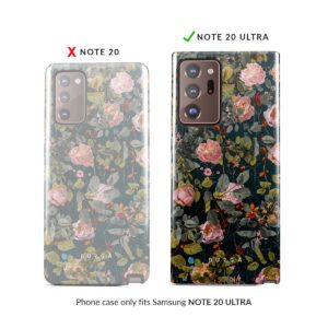 BURGA Phone Case Compatible With Samsung Galaxy Note 20 ULTRA - Hybrid 2-Layer Hard Shell + Silicone Protective Case -Cherries Blossom Floral Print Pattern Vintage - Scratch-Resistant Shockproof Cover