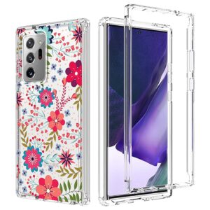 zoeirc case for galaxy note 20 ultra 5g, samsung note 20 ultra clear case, tpu 360 full body shockproof hybrid bumper crystal clear phone case cover for samsung galaxy note 20 ultra (floral prints)