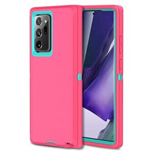 mxx galaxy note 20 ultra heavy duty case - 3 layer shockproof protection (pink/light blue)