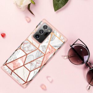 Fingic Galaxy Note 20 Ultra Case, Samsung Note 20 Ultra Case Rose Gold Marble Design Shiny Glitter Bumper Hybrid Hard PC Soft Rubber Silicone Cover Anti-Scratch Shockproof Protective Case 6.9" 2020