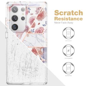 SURITCH for Samsung Galaxy S23 Ultra Case, [Built-in Screen Protector] [Dual-Layer Protection ] Full Protection Shockproof Rugged Bumper Phone Cover for Samsung S23 Ultra 6.8 Inch - Rose Marble