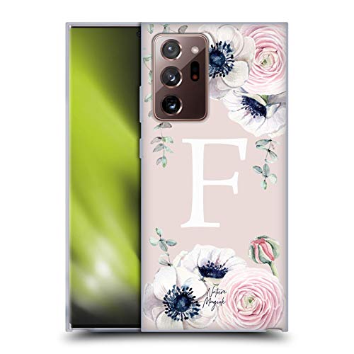 Head Case Designs Officially Licensed Nature Magick Letter F Floral Monogram Pink Flowers Soft Gel Case Compatible with Galaxy Note20 Ultra / 5G