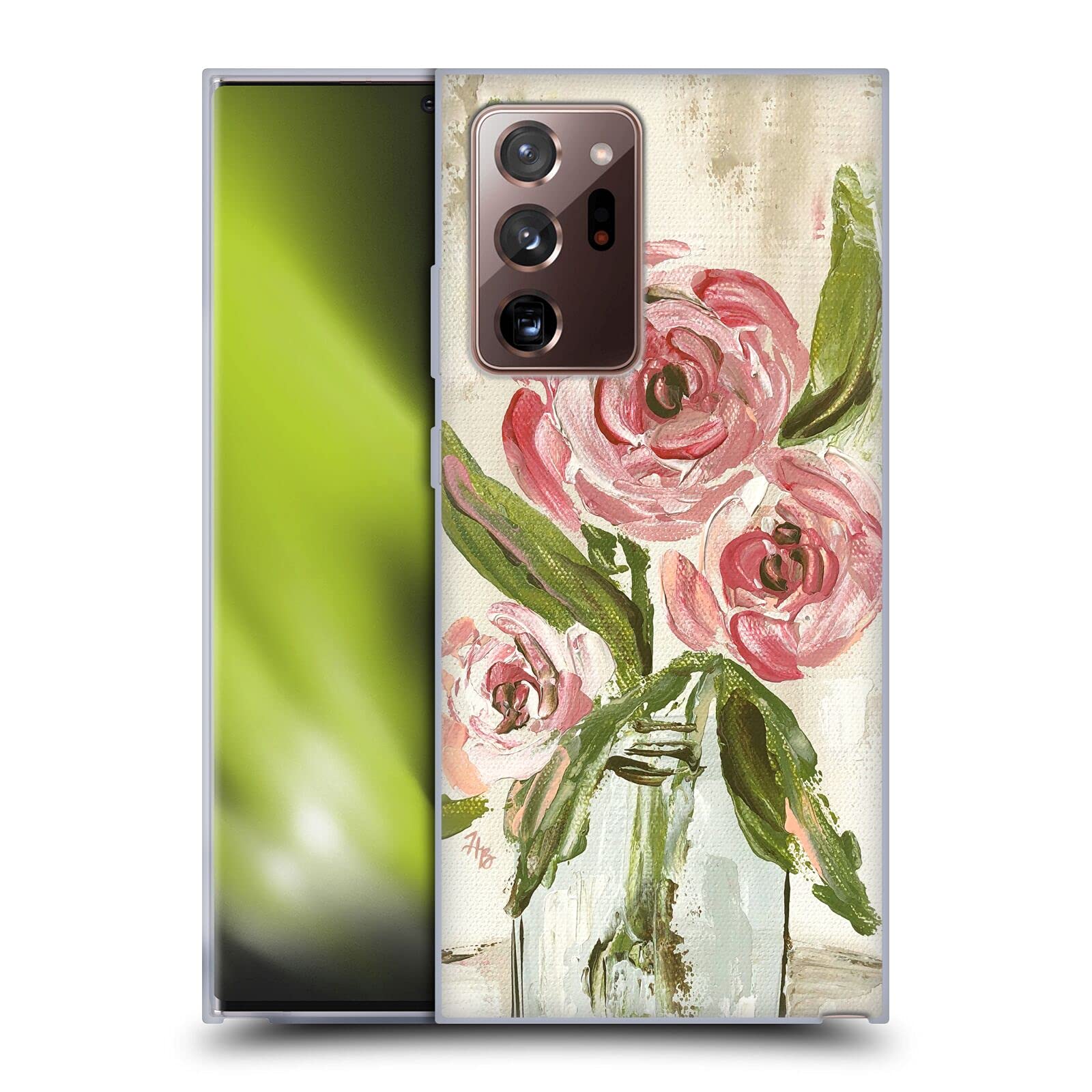 Head Case Designs Officially Licensed Haley Bush Pink Vase Floral Painting Soft Gel Case Compatible with Galaxy Note20 Ultra / 5G