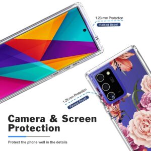 Bohefo Case for Galaxy Note 20 Ultra 5G SM-N986U Case with Tempered Glass Screen Protector,Full Body Cute Floral Shockproof Protective Phone Case Cover for Samsung Galaxy Note 20 Ultra (purple flower)