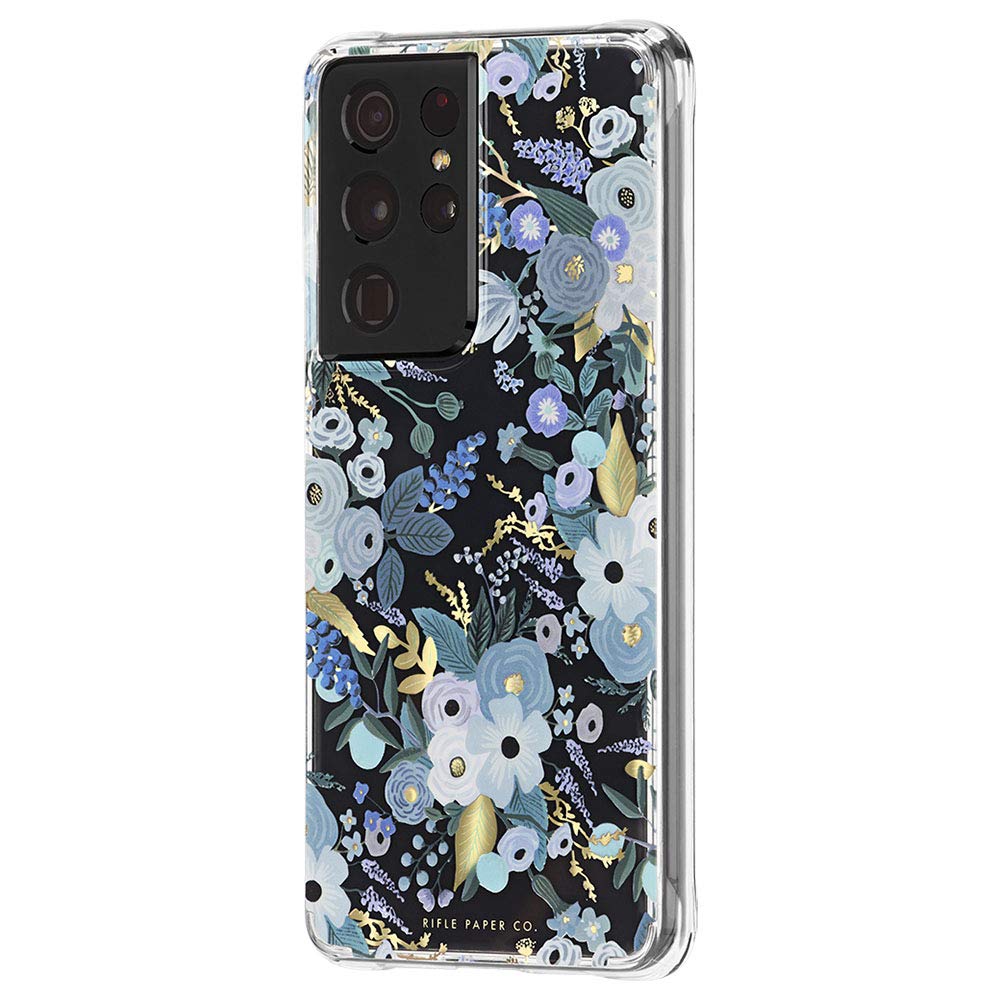 Rifle Paper Co. Samsung Galaxy S21 Ultra Case - 6.8" - 10ft Drop Protection, Fashionable Case for S21 Ultra, Scratch Resistant, Slim Fit, Enhanced Grip, Cute Phone Case, Garden Party Blue