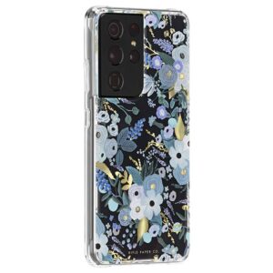 Rifle Paper Co. Samsung Galaxy S21 Ultra Case - 6.8" - 10ft Drop Protection, Fashionable Case for S21 Ultra, Scratch Resistant, Slim Fit, Enhanced Grip, Cute Phone Case, Garden Party Blue