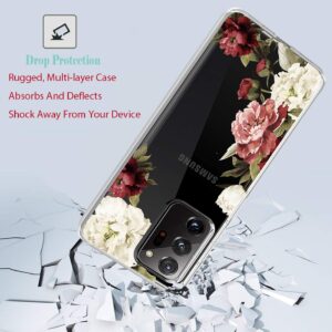 Ueokeird Phone Case for Galaxy Note 20 Ultra/Note 20 Ultra 5G Case Girls, Slim Shockproof Clear Floral Pattern Soft Flexible TPU Protective Cover for Samsung Galaxy Note 20 Ultra (Blossom Flower)