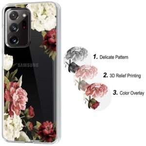 Ueokeird Phone Case for Galaxy Note 20 Ultra/Note 20 Ultra 5G Case Girls, Slim Shockproof Clear Floral Pattern Soft Flexible TPU Protective Cover for Samsung Galaxy Note 20 Ultra (Blossom Flower)