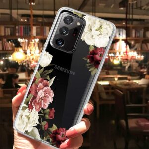 Ueokeird Phone Case for Galaxy Note 20 Ultra/Note 20 Ultra 5G Case Girls, Slim Shockproof Clear Floral Pattern Soft Flexible TPU Protective Cover for Samsung Galaxy Note 20 Ultra (Blossom Flower)