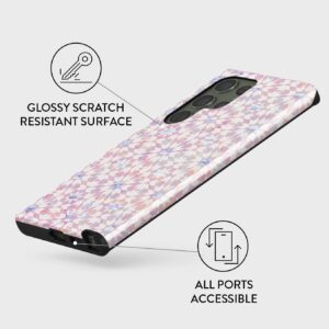 BURGA Phone Case Compatible with Samsung Galaxy S23 ULTRA - Hybrid 2-Layer Hard Shell + Silicone Protective Case -Light Pink Moroccan Marrakesh Tile Pattern Mosaic - Scratch-Resistant Shockproof Cover