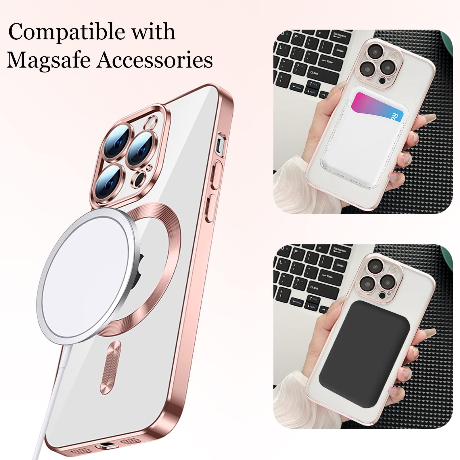 COTDINFOR Compatible with Magsafe Samsung Galaxy Note 20 Ultra Case Magnetic Cute Glitter Clear for Women Girly Phone Case Protective Shockproof TPU Case for Samsung Galaxy Note 20 Ultra Rose Gold YX